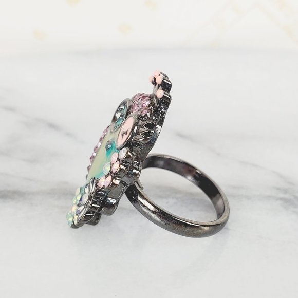 Owl Flower Ring with‎ Crystals - Picture 9 of 10